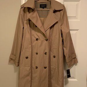 NWT LONDON FOG Womens Khaki Pocketed Khaki Trench Coat Size: XXL